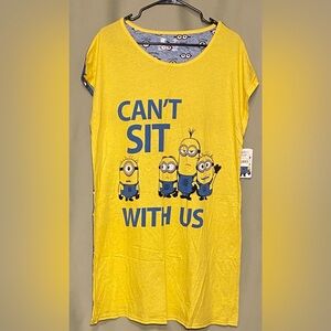 Universal Yellow Minions ‘Can’t Sit With Us’ Sleepwear Nightgown Wmns 14-18 NWT